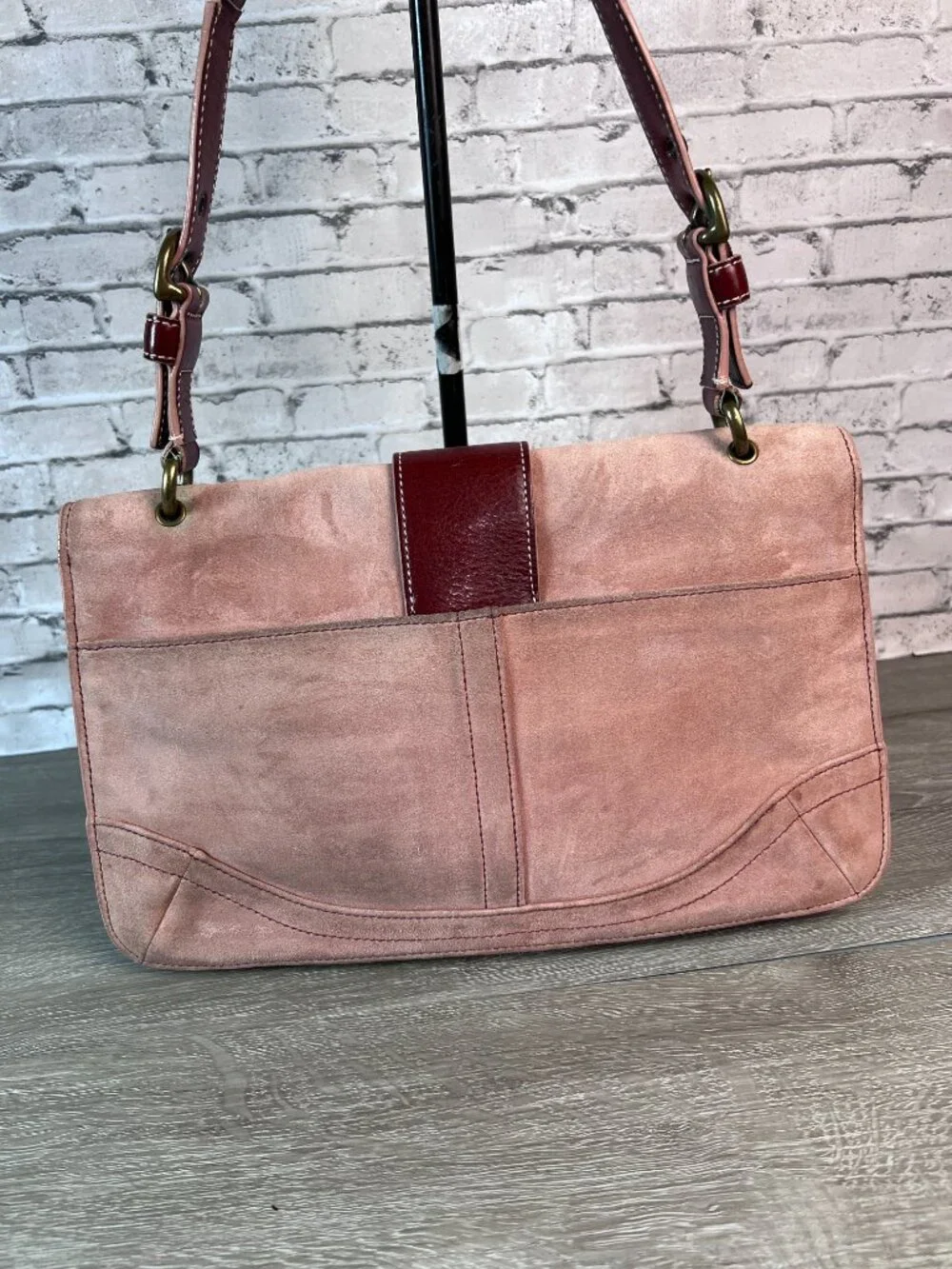 rare Coach 9664 Soho Shoulder Flap Pink Suede Leather Bag Vintage Y2K